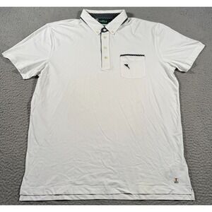 Chervo Polo Shirt Mens 3XL White Pocket Dry Matic Stretch Preppy Button Down‎